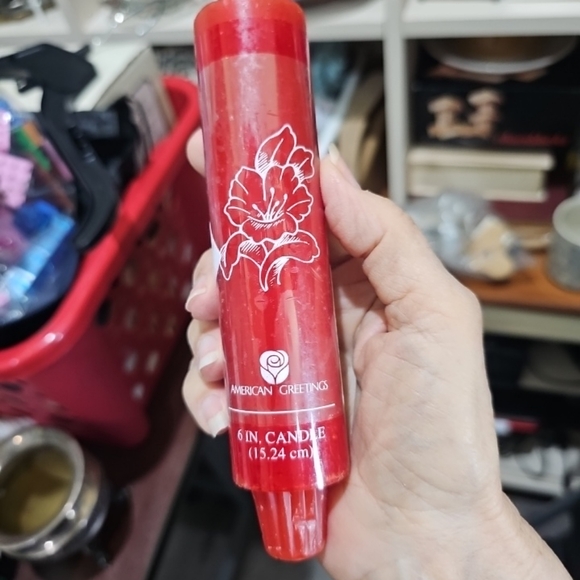 3-GOLD Wax 10" TALL Candles PLUS 1-6" Chunky American Greetings RED Christmas - Picture 4 of 16